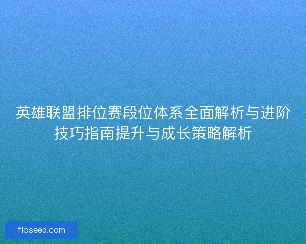 英雄联盟排位赛段位体系全面解析与进阶技巧指南提升与成长策略解析